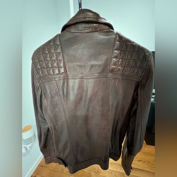 All Saints Conroy Crinkled Bike Jacket in Oxblood - Picture 2 of 11